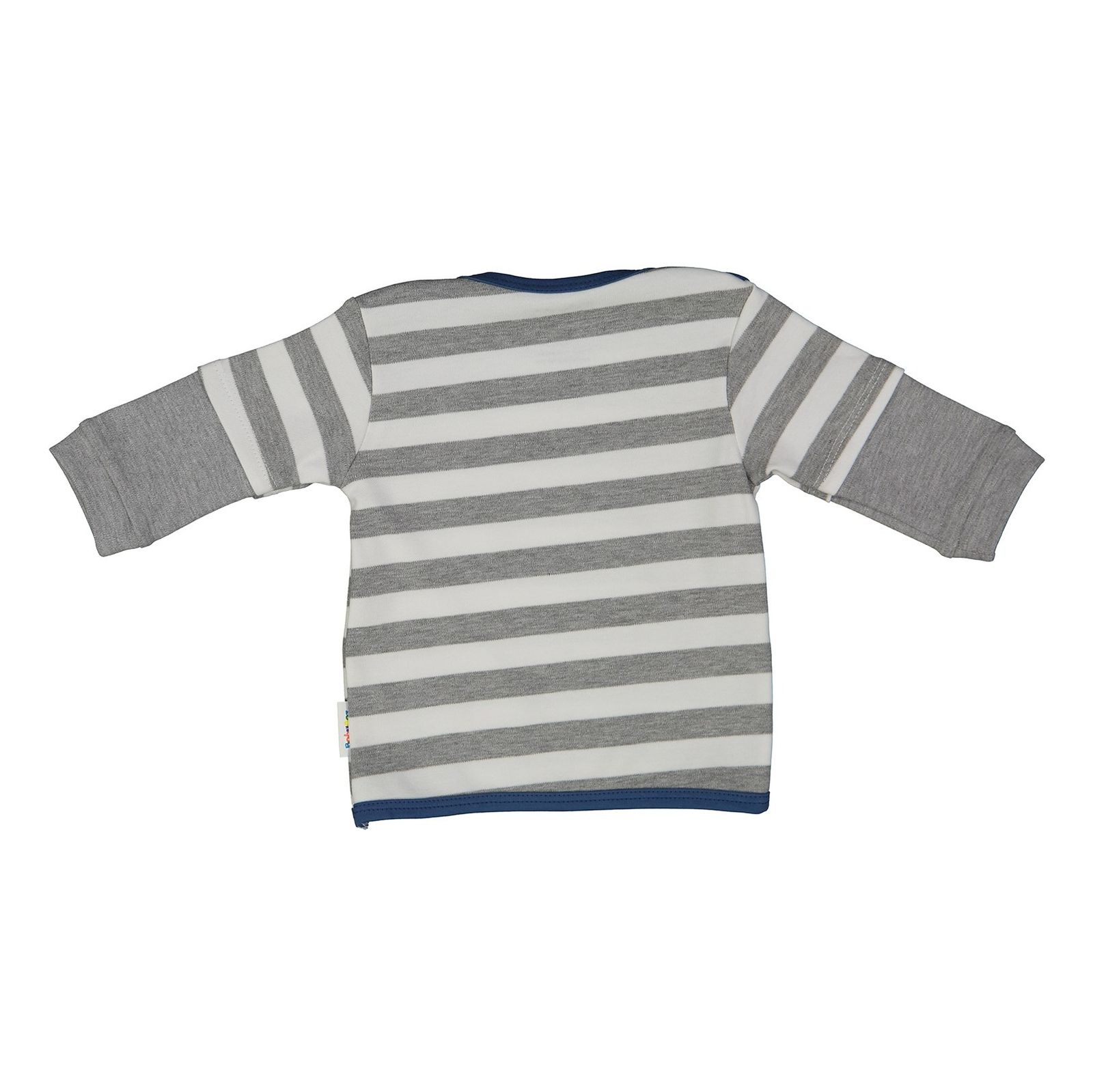 تی شرت نخی طرح دار نوزادی پسرانه - بی بی ناز - سفید-طوسی - 3