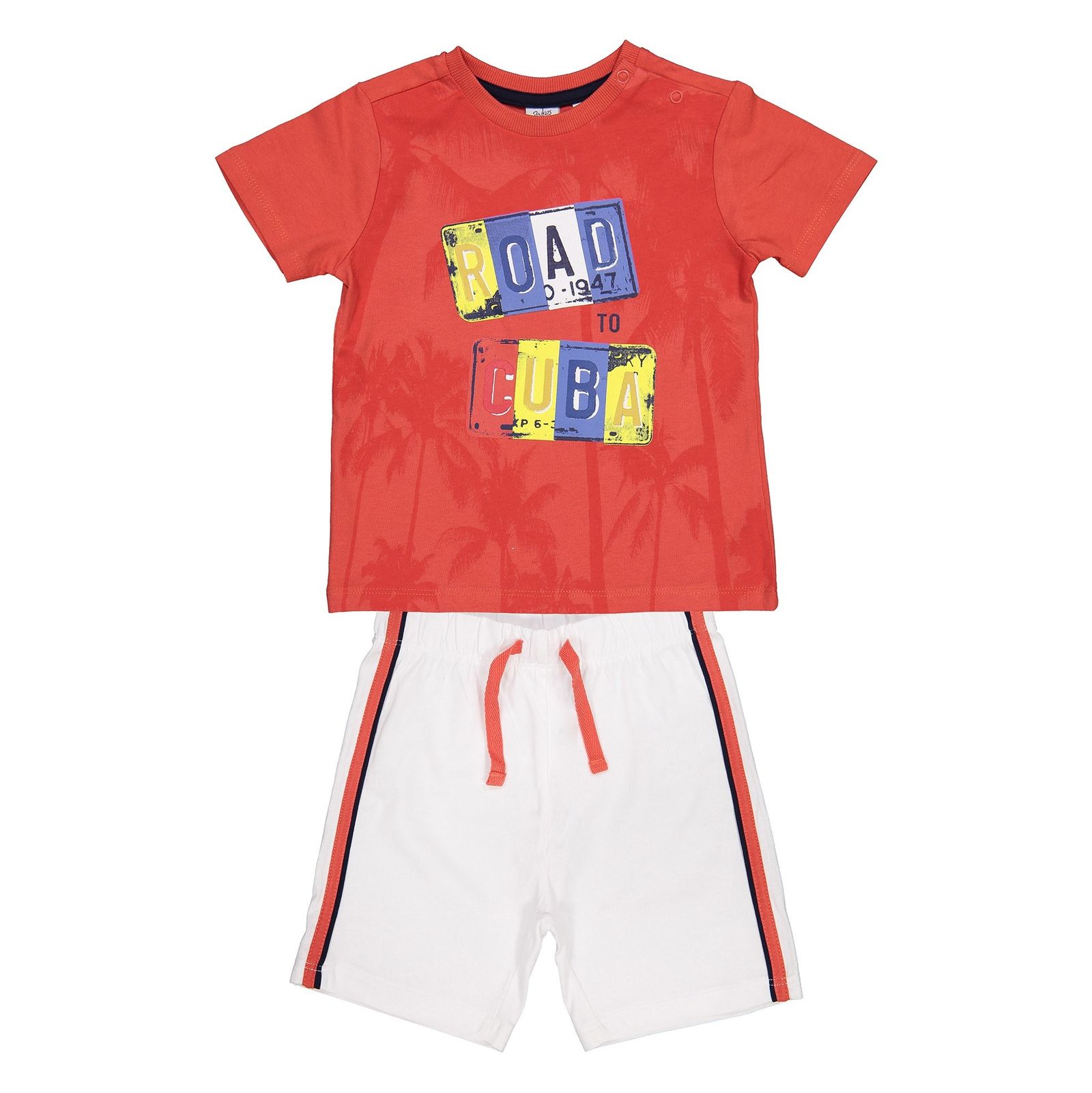 تی شرت و شلوارک نخی نوزادی پسرانه - بلوکیدز - قرمز و سفيد - 2
