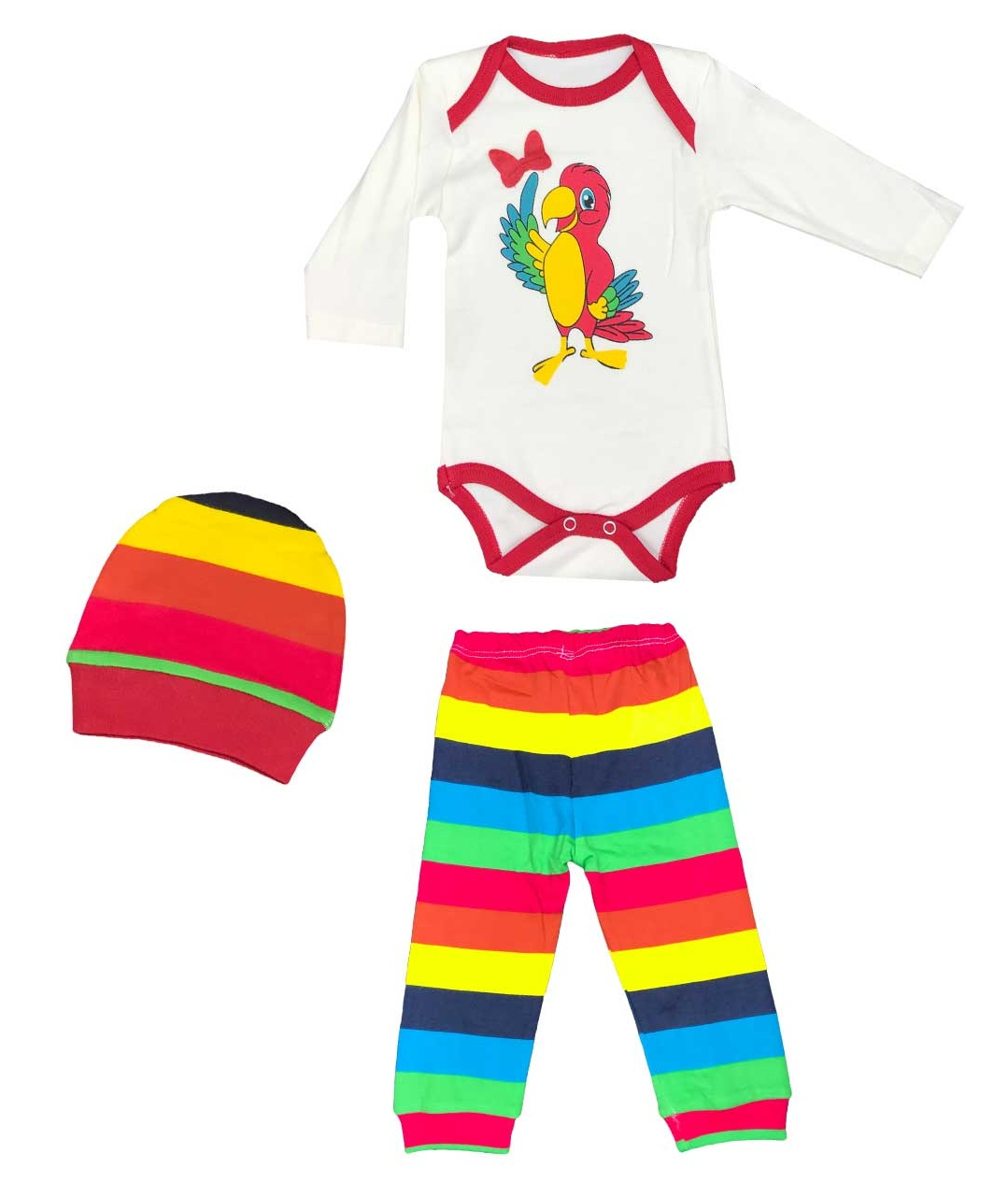 ست 3 تکه لباس نوزادی طرح طوطی