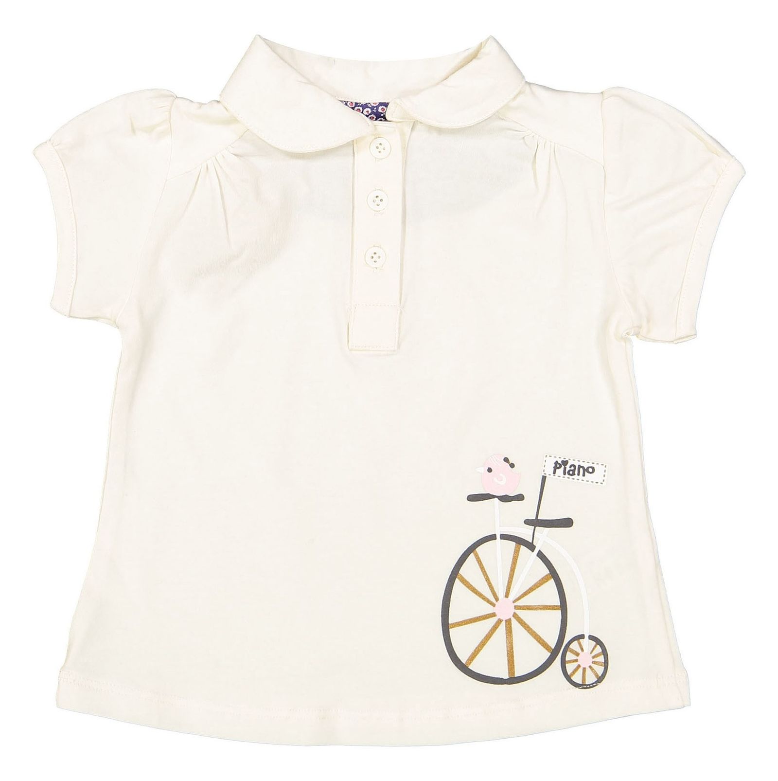 تی شرت و شلوارک نخی نوزادی دخترانه - پیانو - شيري و زغالي - 3