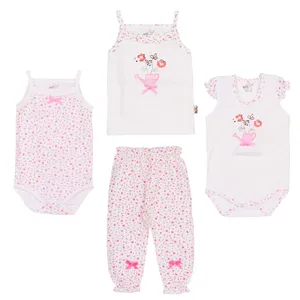 ست 4  تکه لباس نوزادی نیلی طرح آبپاش