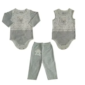 ست 3 تکه لباس نوزادی شفق مدل SD218-LG