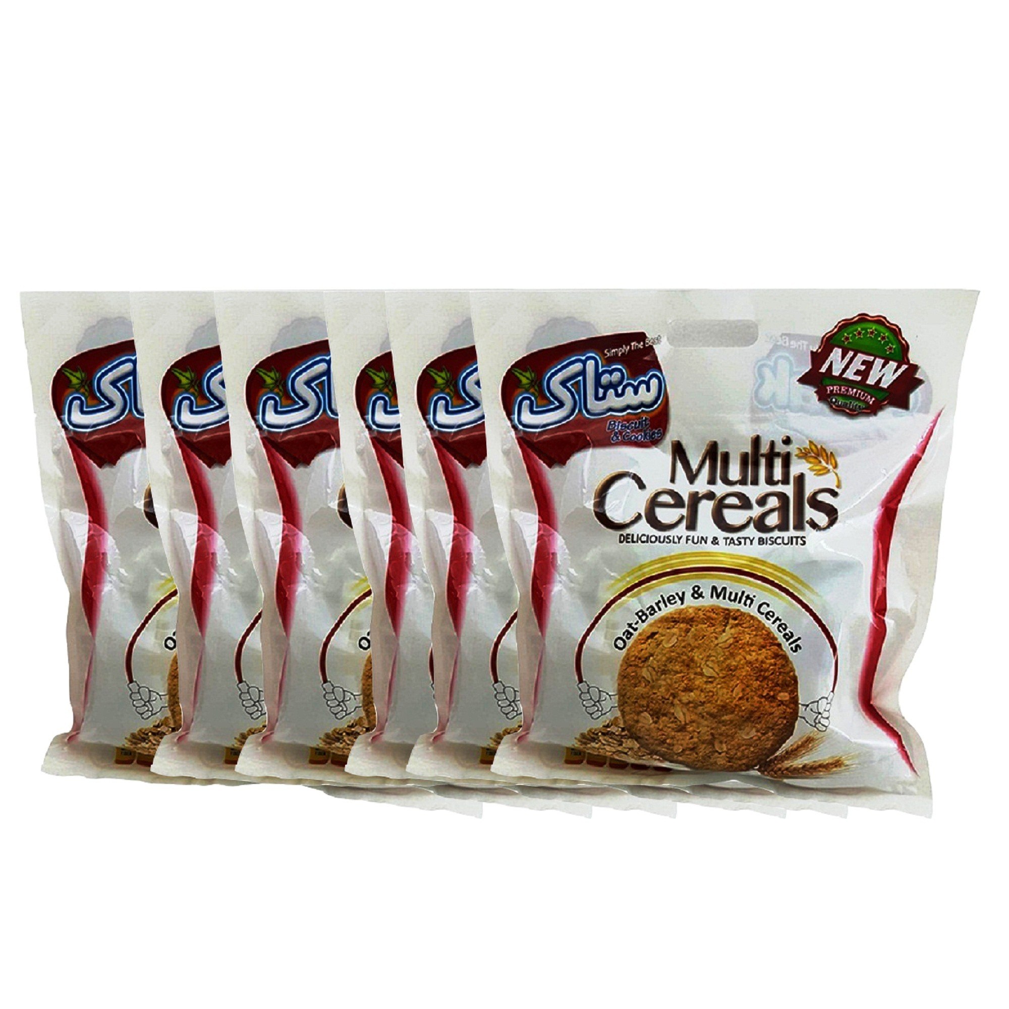 بیسکویت سبوس دار ساده مولتی کرال ستاک مقدار 450 گرم بسته 6 عددی
