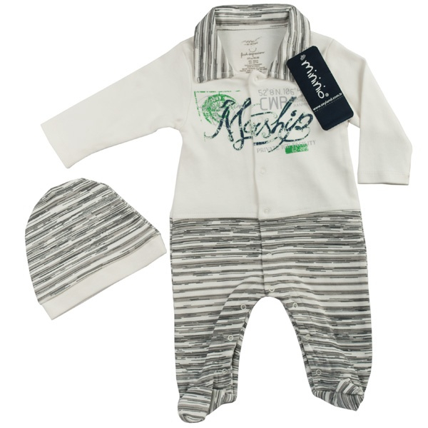 ست 2 تکه لباس نوزادی پسرانه مینینیو طرح زبرا مدل 1002