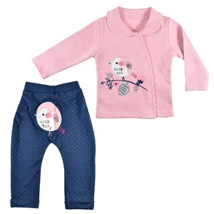 ست 2 تکه لباس نوزادی نیروان طرح جوجه رنگی کد 4