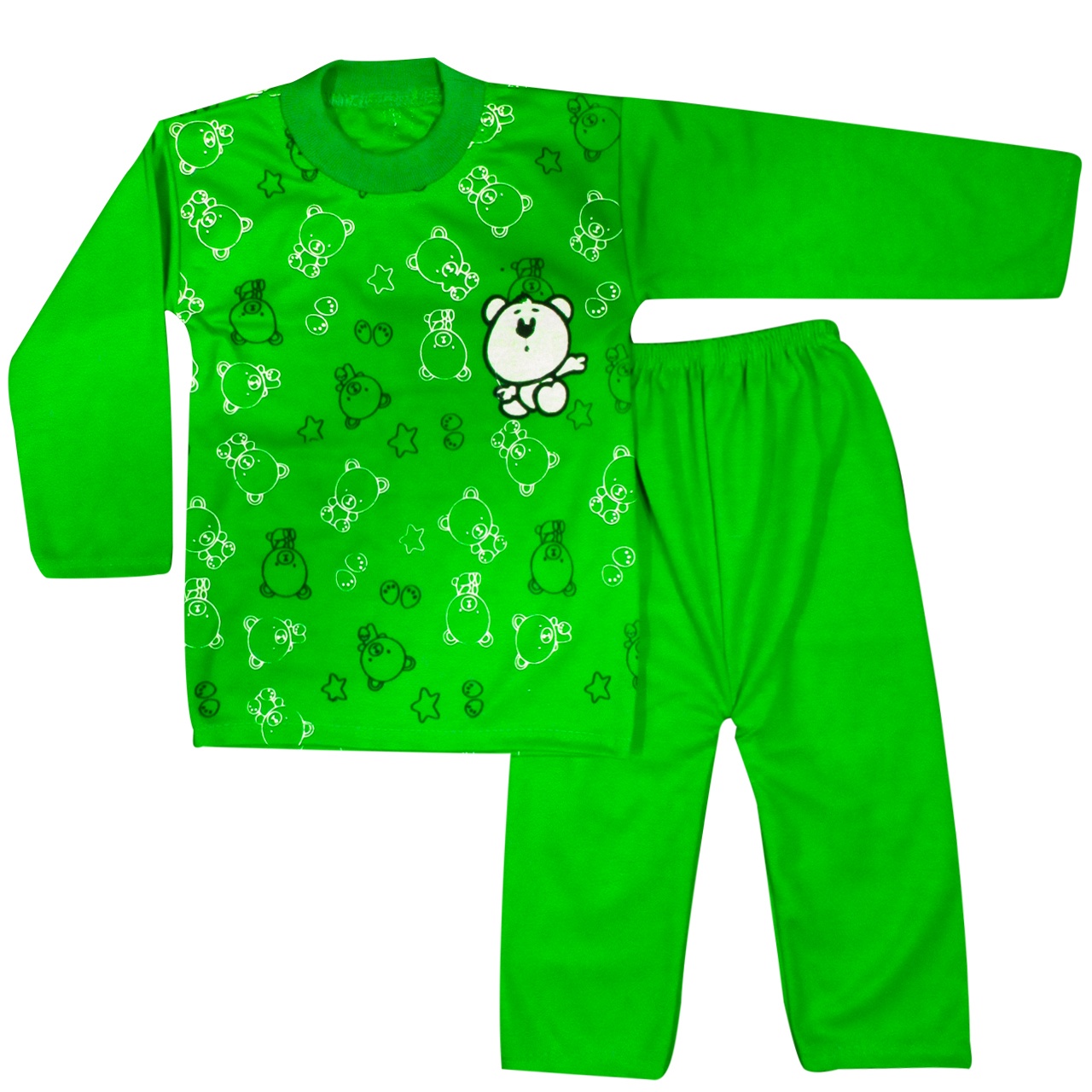 ست تی شرت و شلوار نوزادی مدل Panda رنگ سبز