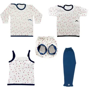 ست 5 تکه لباس نوزادی طرح گلریز کد 51