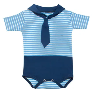 زیر دکمه دار آستین کوتاه نوزادی طرح ملوان کد 11