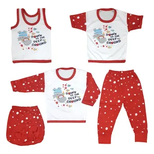 ست 5 تکه نوزادی SD222-R رنگ قرمز