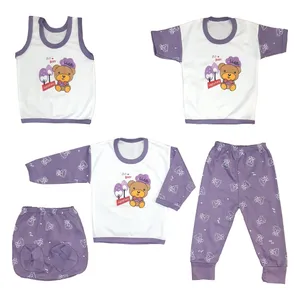 ست 5 تکه نوزادی کد SD222-V رنگ بنفش