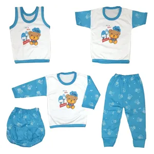 ست 5 تکه لباس نوزادی کد SD222-B رنگ آبی