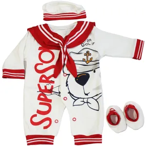 ست 3 تکه لباس نوزادی پسرانه طرح ملوانی مدل ML-R