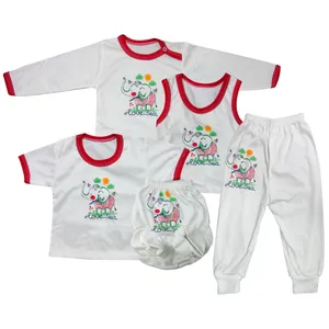 ست 5 تکه لباس نوزادی مدل Elephant  رنگ قرمز   