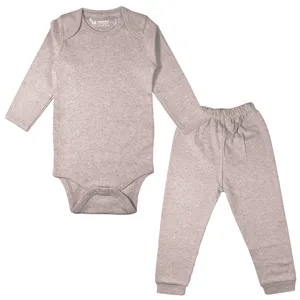 ست زیر دکمه دار و شلوار نوزادی غنچه مدل PK_Melange کد 03