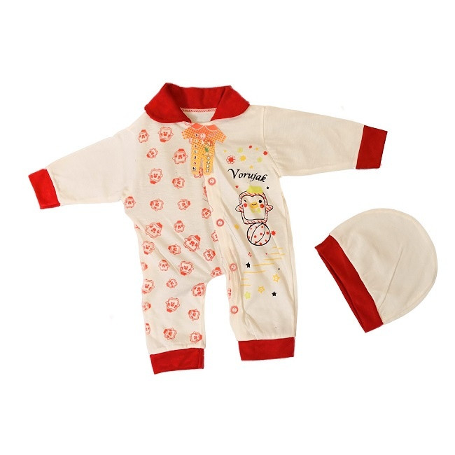 ست سرهمی و کلاه نوزادی دخترانه کد 77777RED