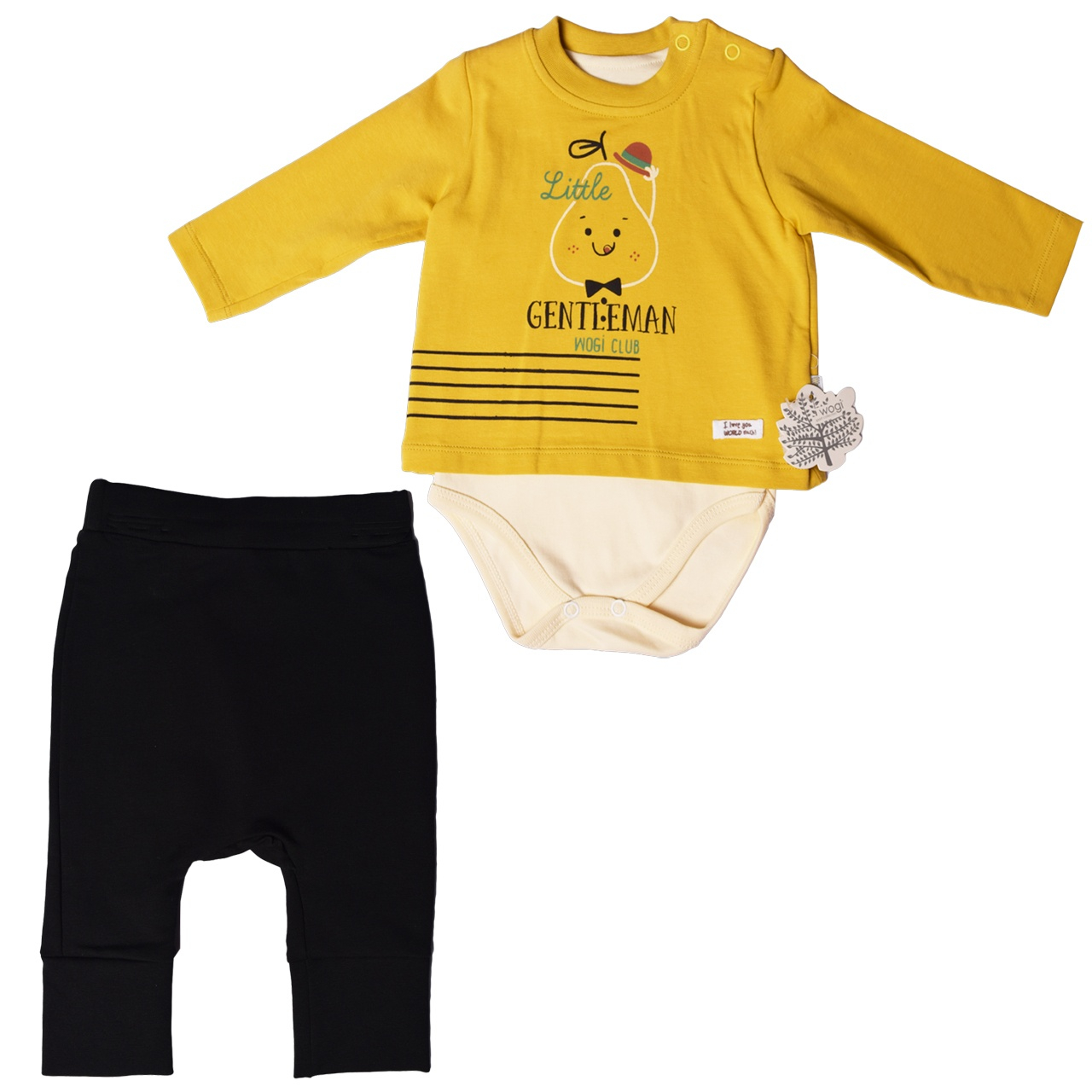 ست بادی و شلوار نوزاد طرح گلابی کد 109