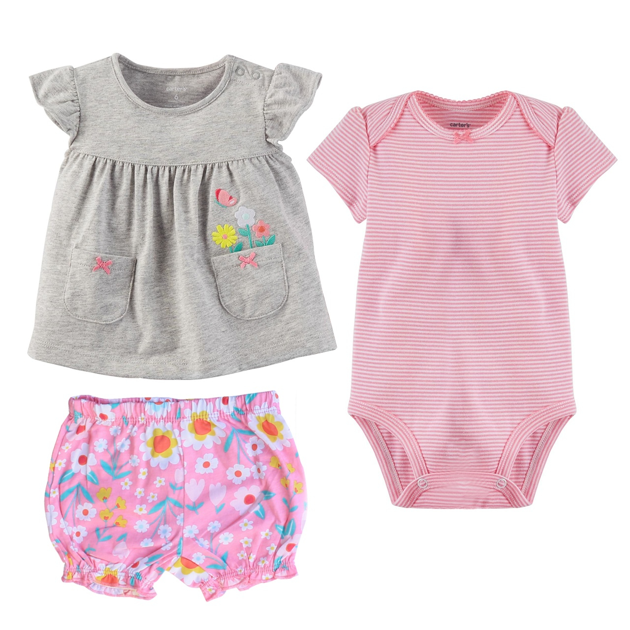 ست 3 تکه لباس نوزادی دخترانه کارترز مدل 897