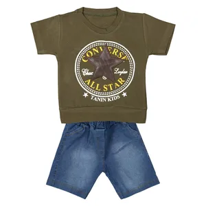 ست تی شرت و شلوارک نوزادی پسرانه کد 158