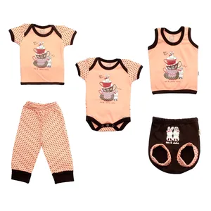 ست 5 تکه لباس نوزادی آدمک طرح فنجان و خرگوش