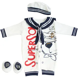 ست 3 تکه لباس نوزادی پسرانه طرح ملوانی مدل ML-B