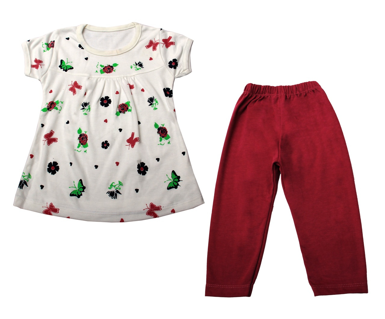 ست تی شرت و شلوار نوزادی دخترانه کد 2-380040