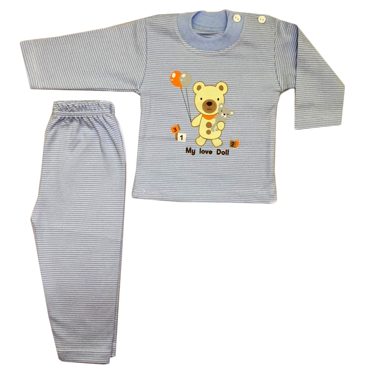 ست 2 تکه لباس نوزادی طرح تدی کد 03b