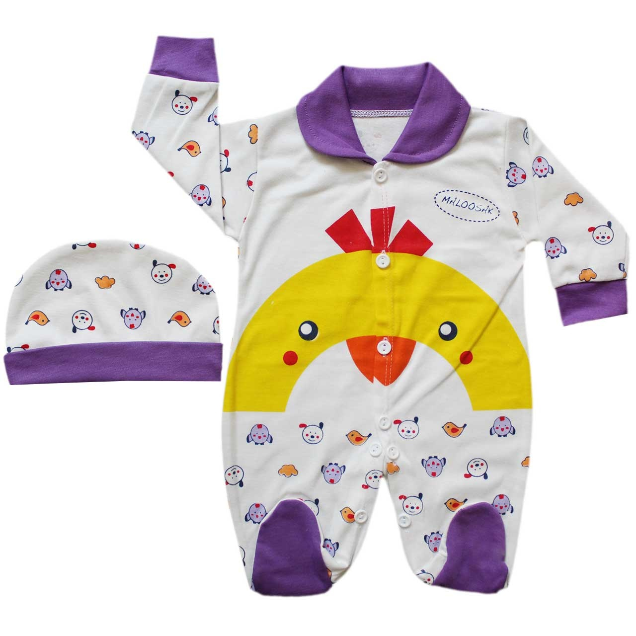 ست سرهمی و کلاه نوزادی دخترانه کد S-28