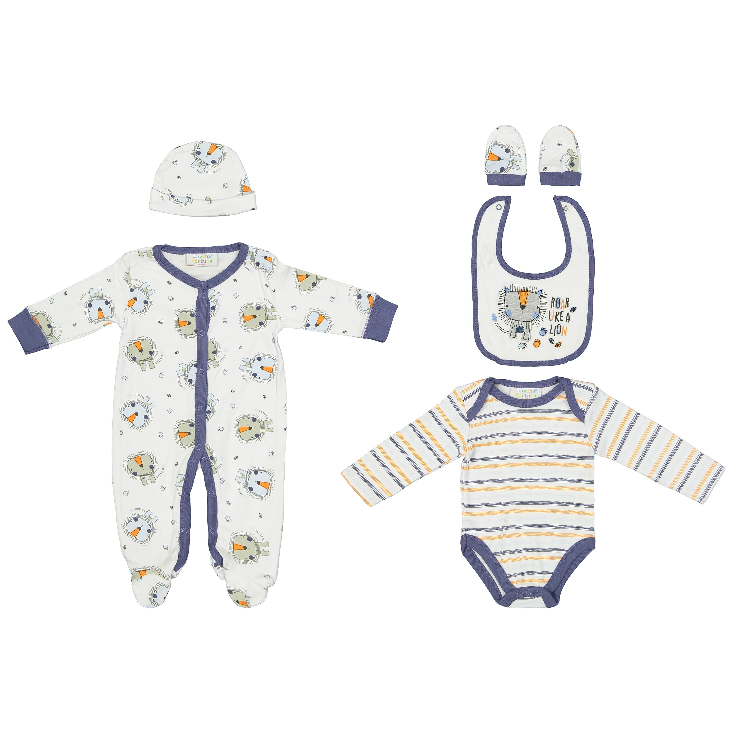 ست 5 تکه لباس نوزادی لوونا فورتنا کد 508