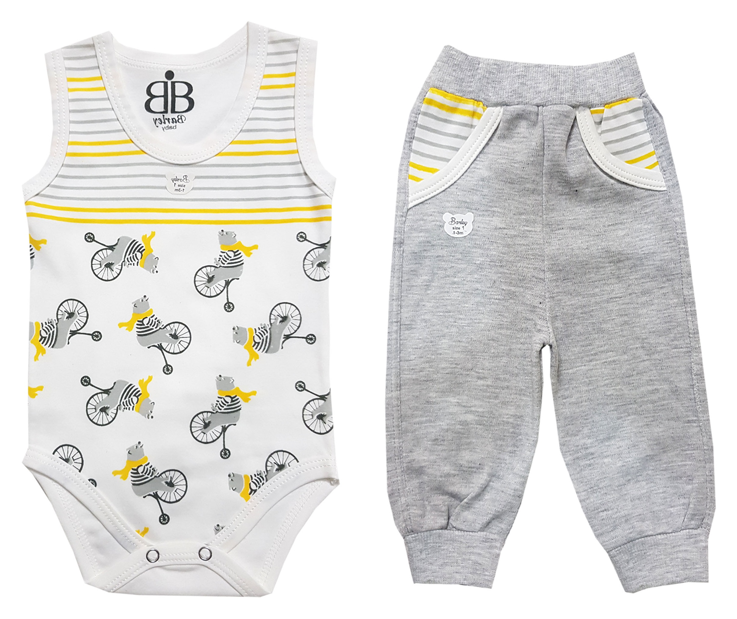 ست بادی و شلوار نوزادی پسرانه طرح دوچرخه