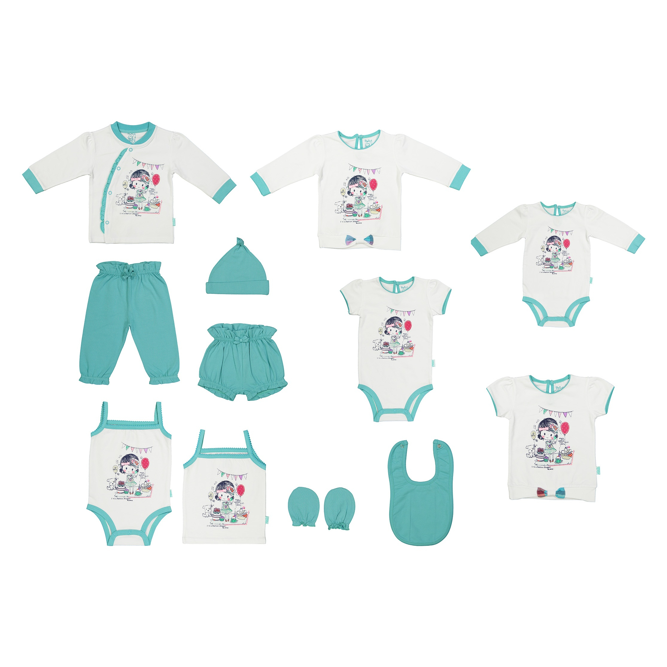 ست 12 تکه لباس نوزادی پاریز طرح فشن بیبی