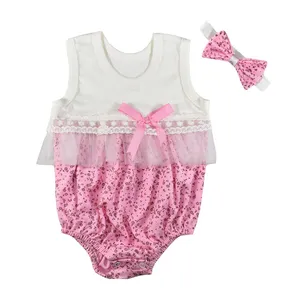 ست بادی و هدبند نوزادی دخترانه نیروان طرح نازگل کد 2