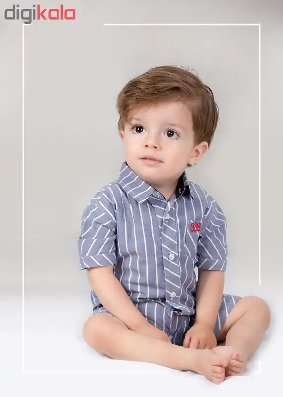 ست سرهمی و کلاه نوزادی پسرانه بیبی بو مدل stripedjean