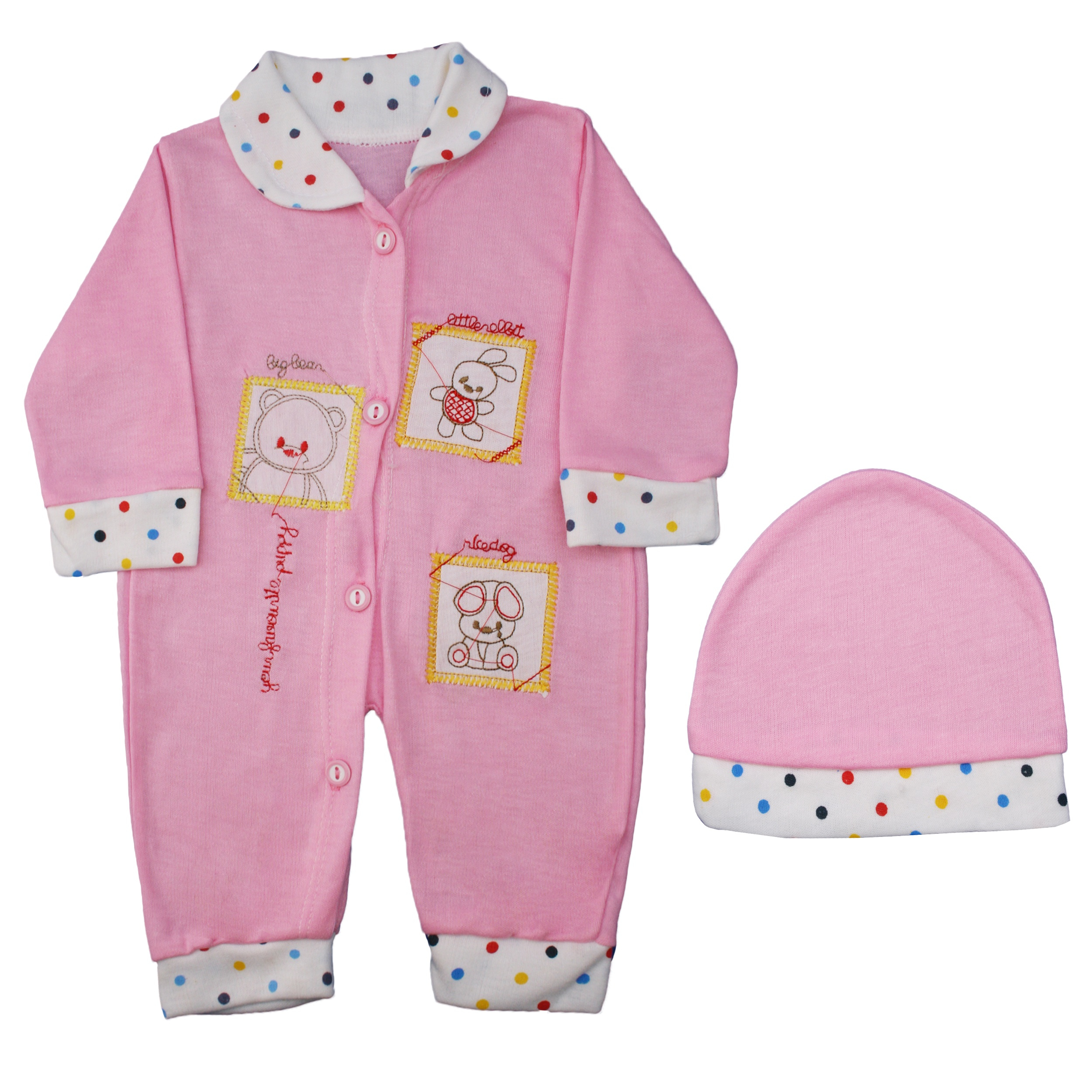 ست سرهمی و کلاه نوزادی دخترانه کد AL005