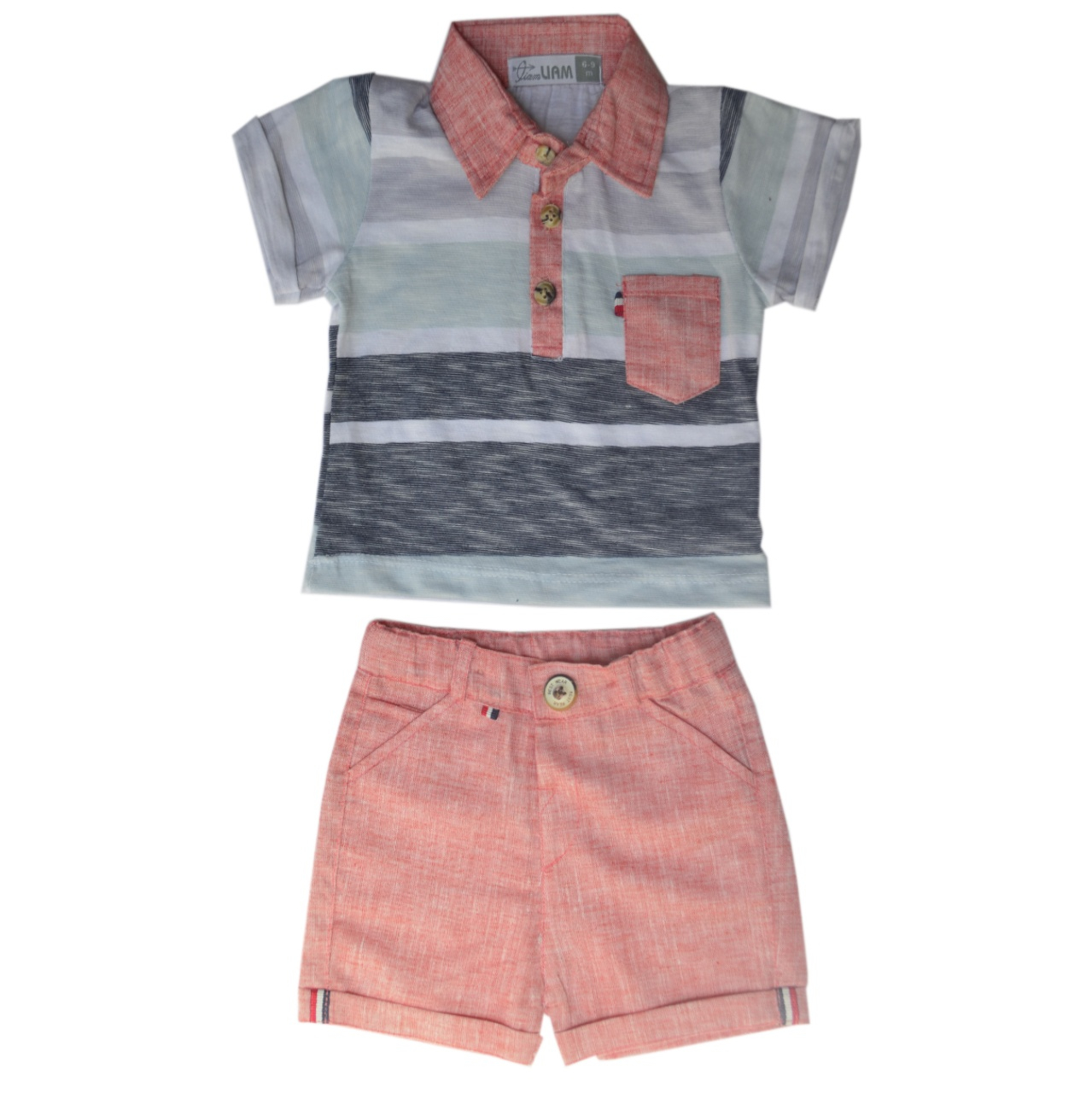 ست تیشرت و شلوارک نوزادی پسرانه مدل B101