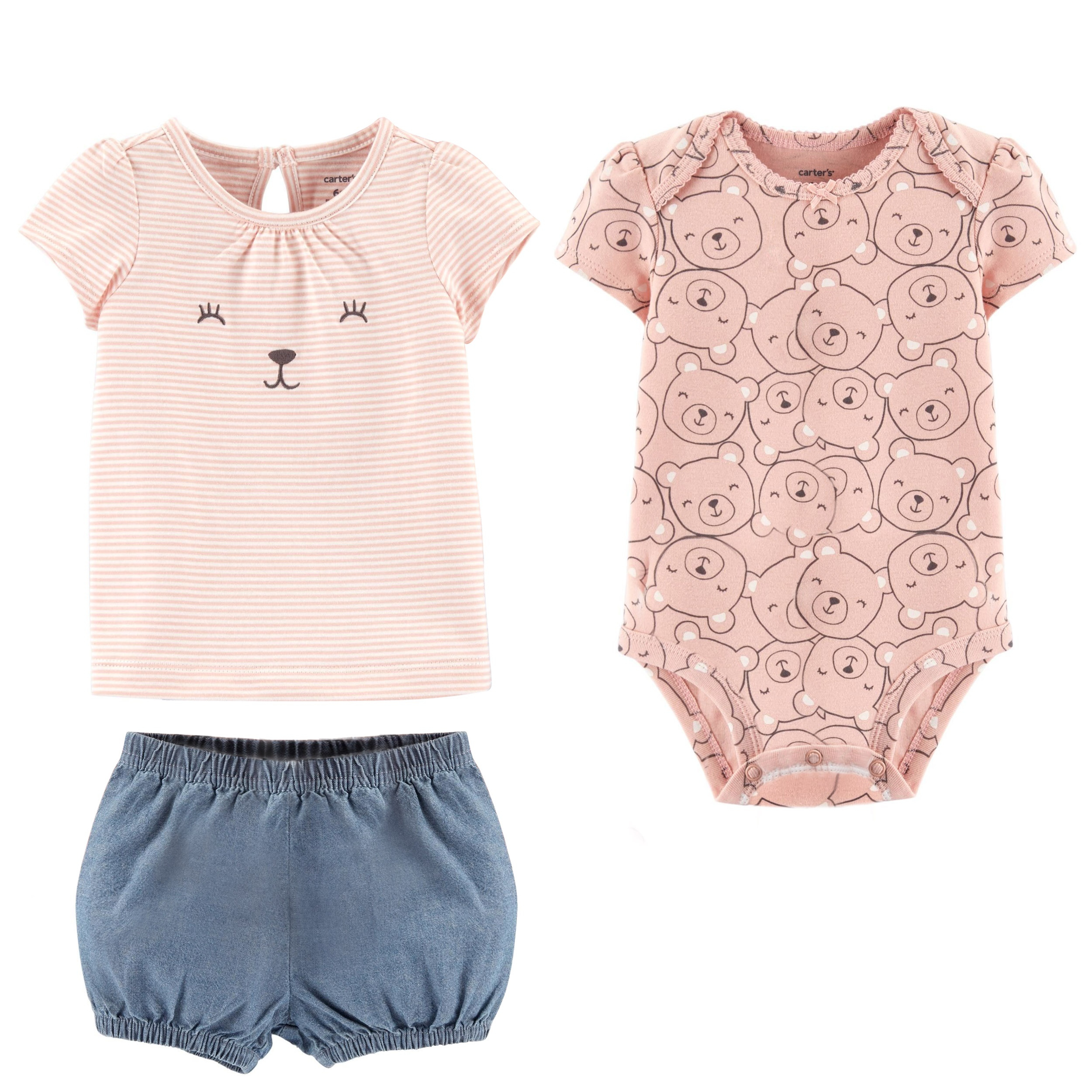 ست 3 تکه لباس نوزادی دخترانه کارترز مدل 943