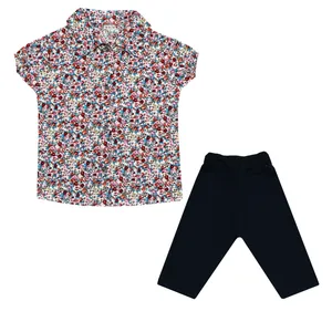 ست بلوز و شلوار نوزادی دخترانه طرح گل کد 03