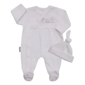 ست سرهمی و کلاه نوزادی آدمک کد 1328 رنگ سفید