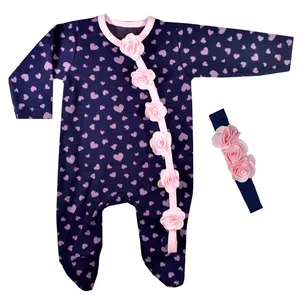 ست سرهمی و تل نوزادی دخترانه طرح قلب کد 1