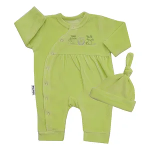 ست سرهمی و کلاه نوزادی آدمک کد 1329 رنگ سبز