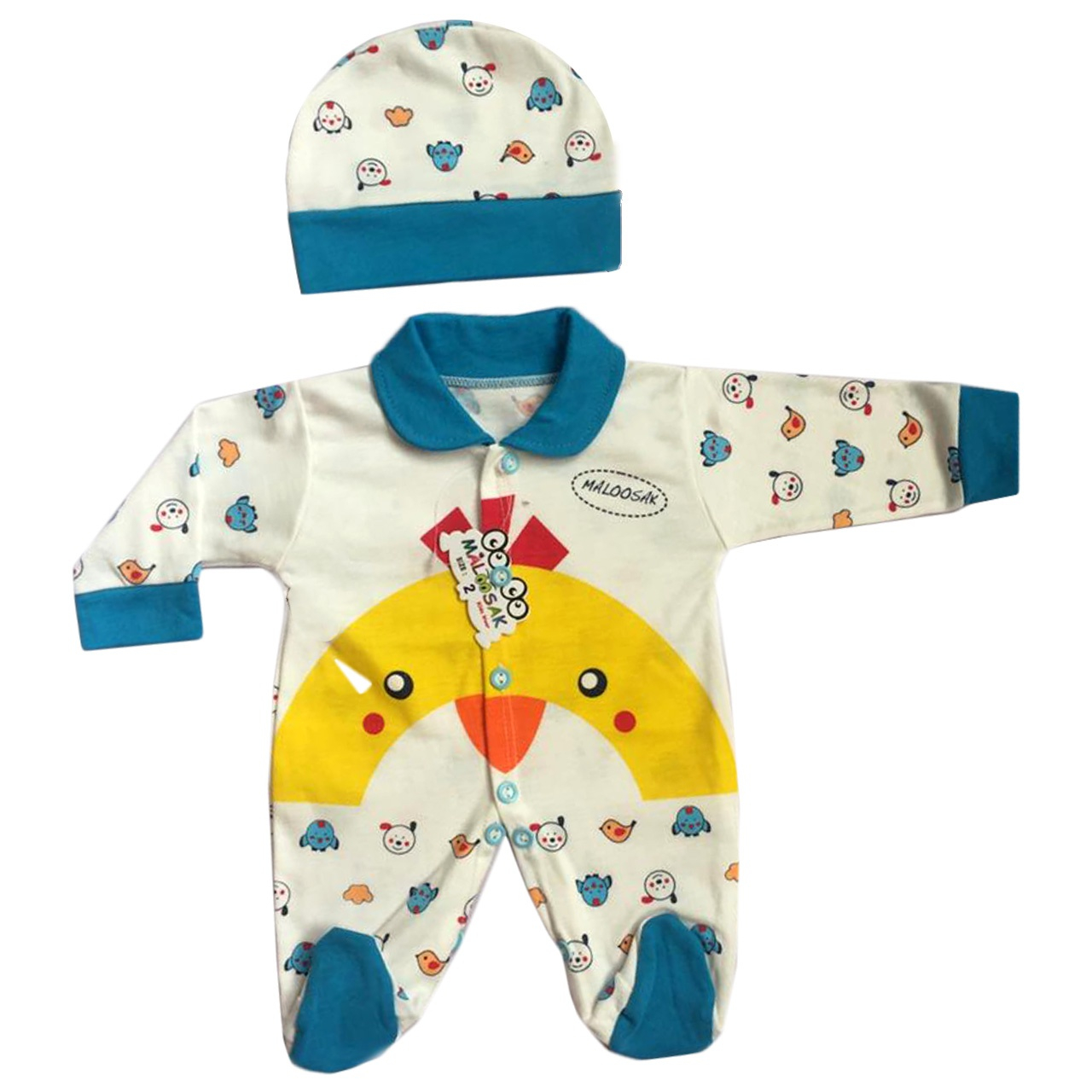 ست سرهمی و کلاه نوزادی ملوسک کد 004