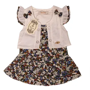 ست کت و سرافون نوزادی نرمی طرح شکوفه کد 03