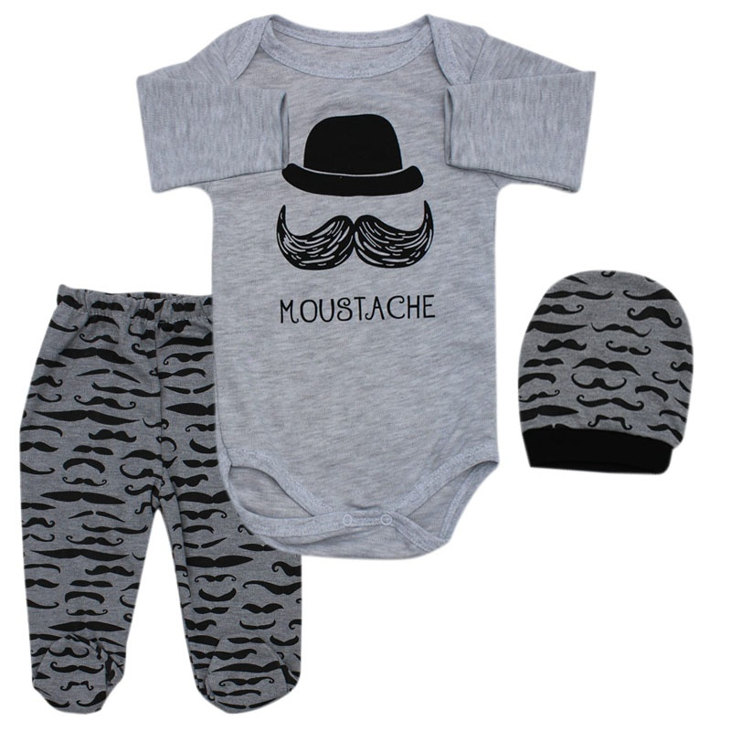 ست 3 تکه لباس نوزاد طرح moustache کد ۱۱۴