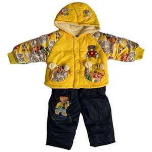 ست کاپشن و شلوار نوزاد طرح خرس کد 012