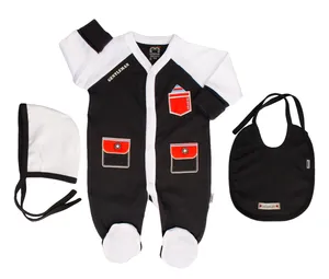 ست 3 تکه لباس نوزادی آدمک طرح جنتلمن کد 10