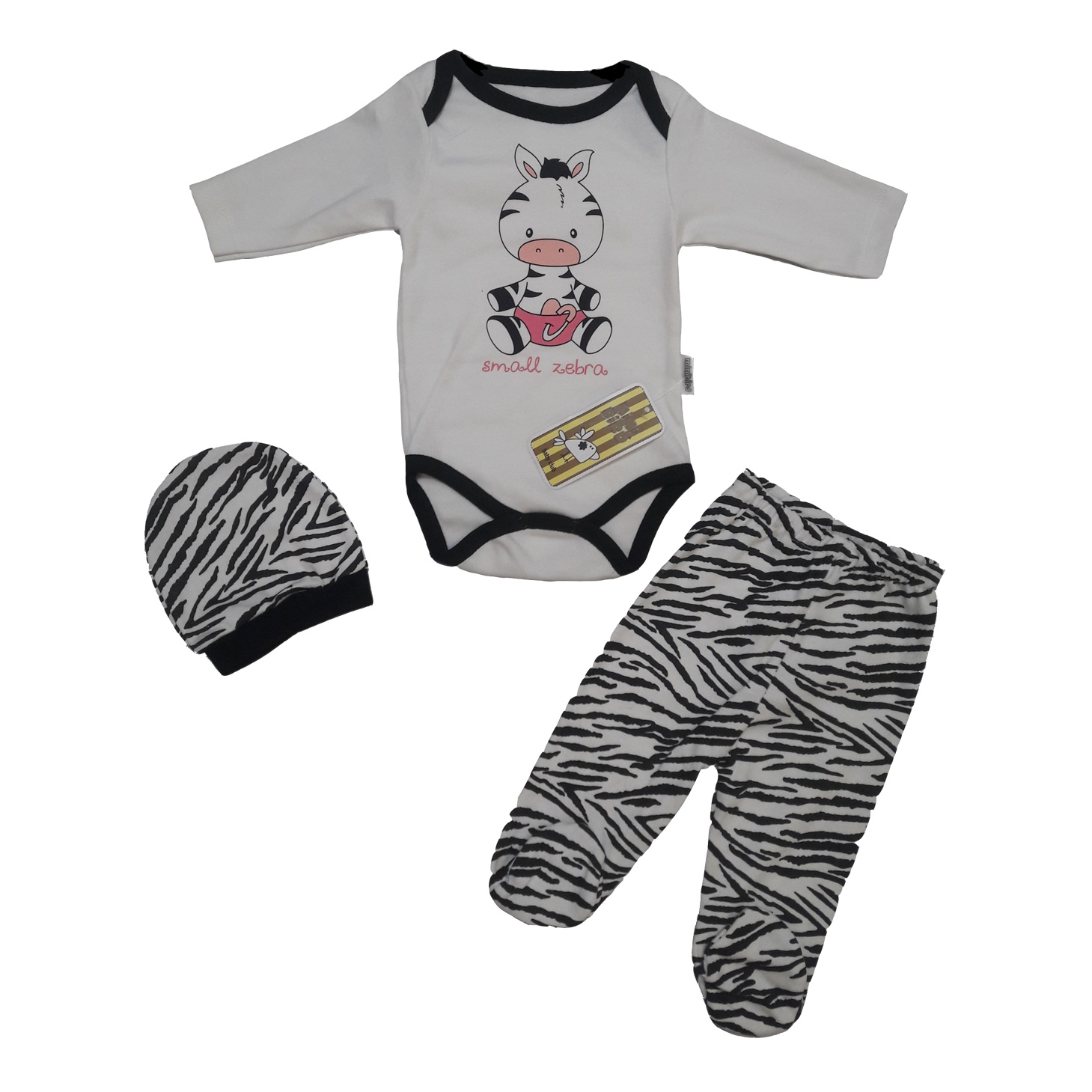 ست 3 تکه لباس نوزادی طرح Small Zebra کد 113