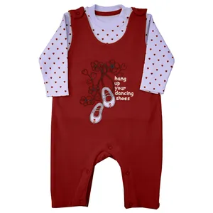 ست تیشرت و سرهمی نوزادی دخترانه کد GH002 رنگ قرمز