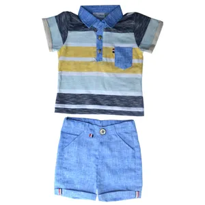 ست تیشرت و شلوارک نوزادی پسرانه مدل B201