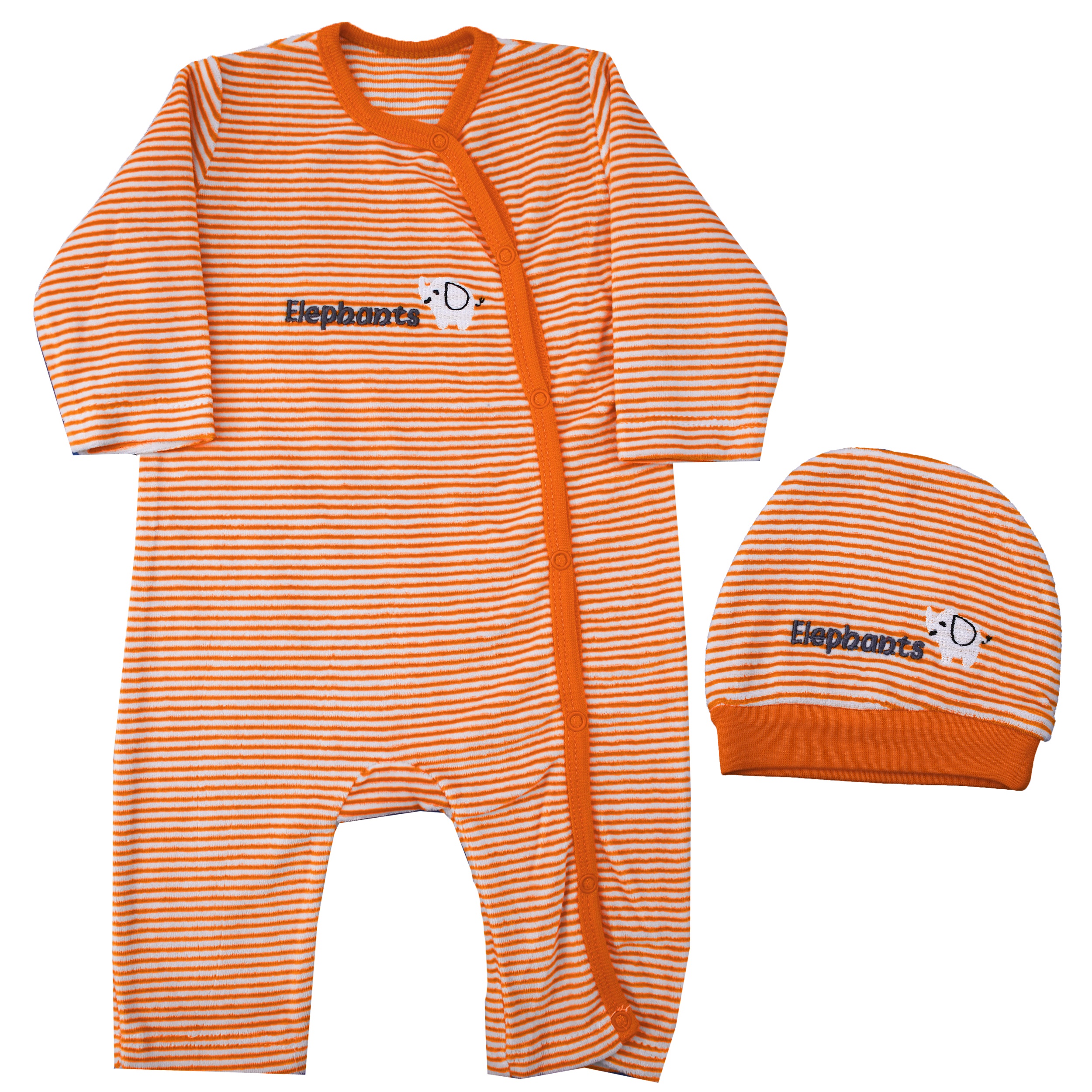 ست سرهمی و کلاه نوزاد کد N005 رنگ نارنجی