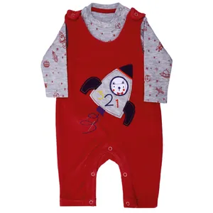 ست تیشرت و سرهمی نوزادی کد NP002 رنگ قرمز