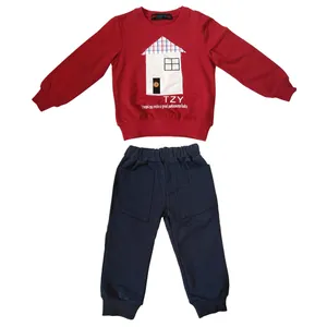 ست سویشرت و شلوار نوزادی پسرانه طرح خانه کد MK-004